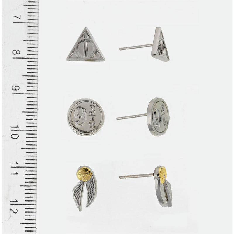 Harry Potter silver stud earrings set of 3 - British product
