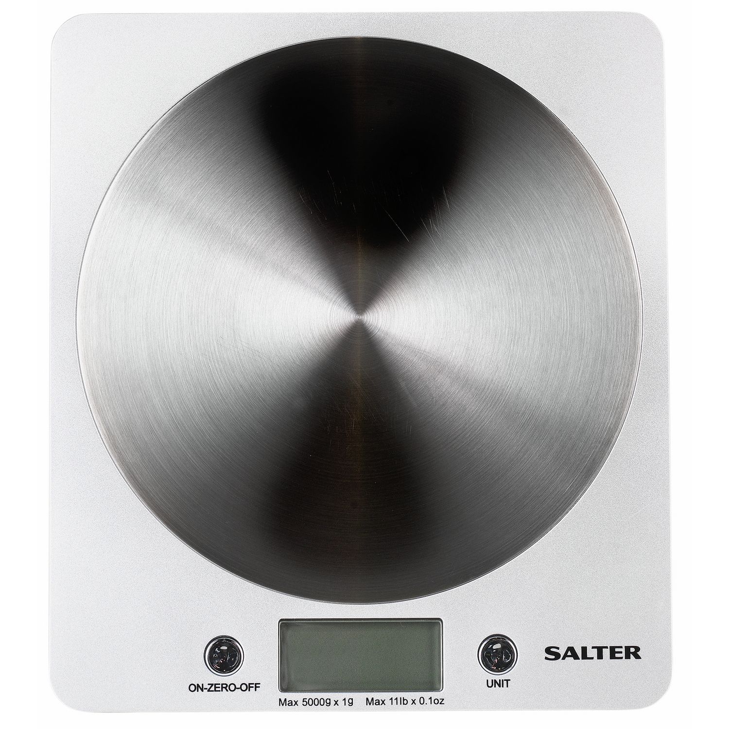 Salter electronic kitchen scale with silver steel platform - British product