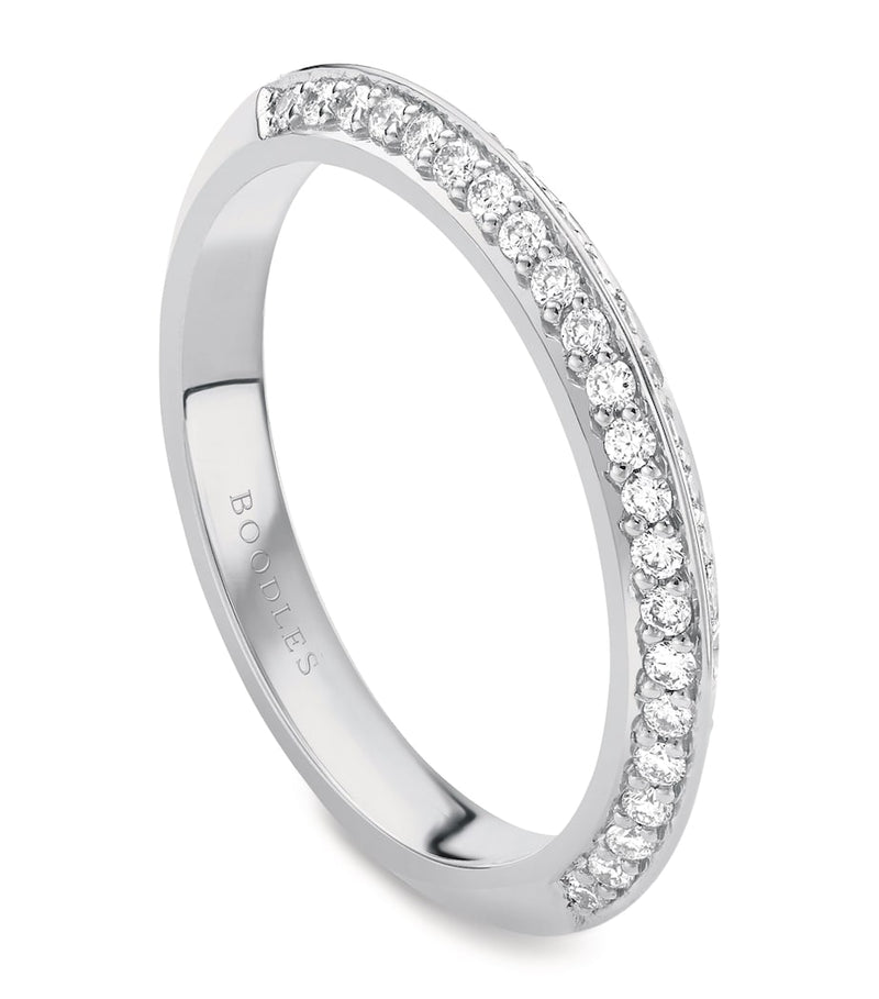Boodles platinum diamond Petal wedding ring, imported from the UK