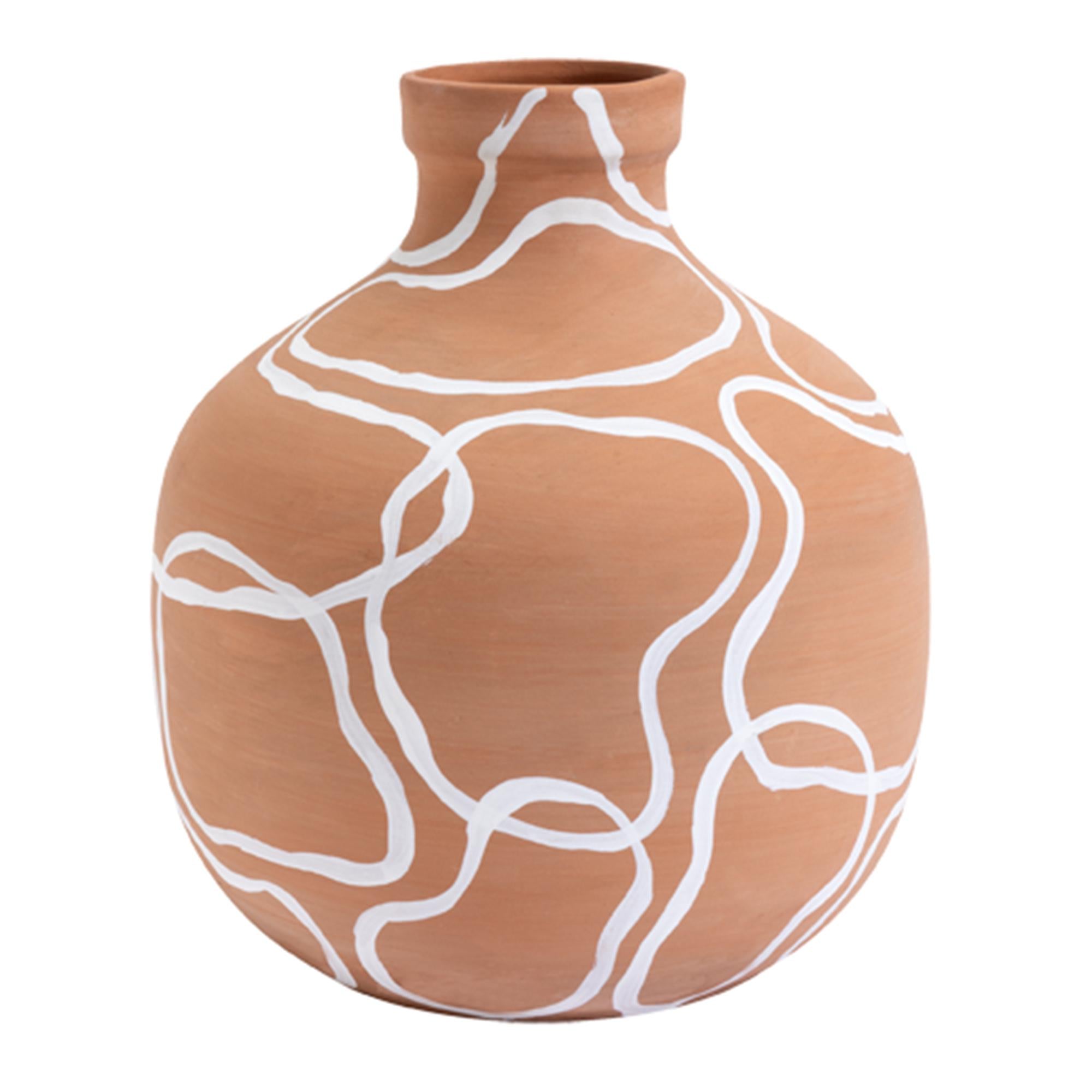 Habitat Ceramic Patterned Vase - Terracotta & White GOODS Sainsburys   