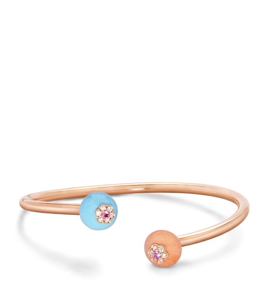 David Morris rose gold berry bangle with diamonds and sapphires (British brand)
