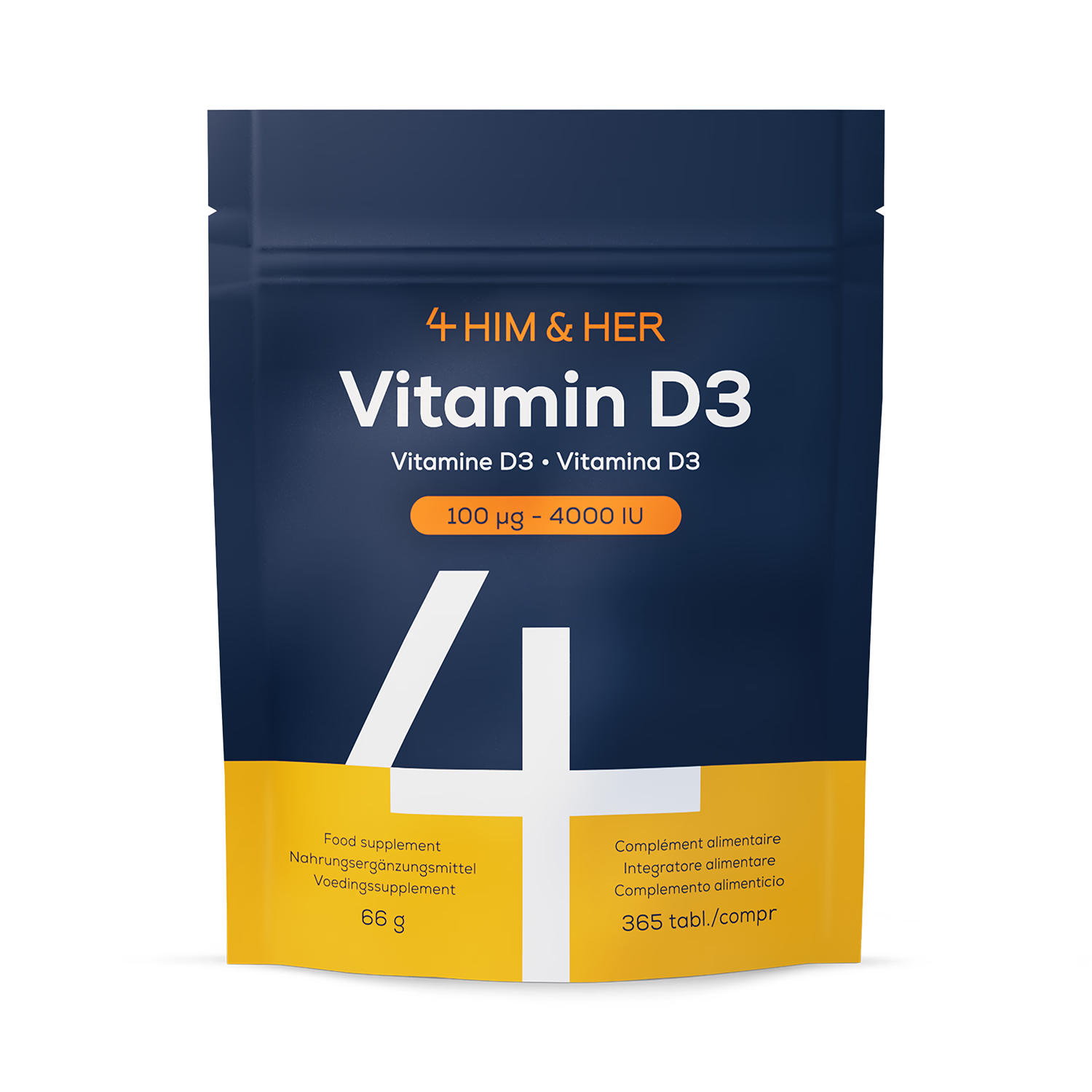 4 Him & Her Vitamin D3 supplement 4000 IU 365 tablets, UK version