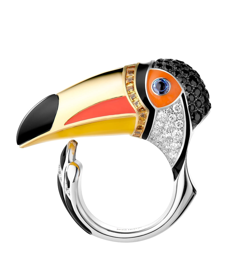 Boucheron white gold yellow gold diamond toucan ring - British product