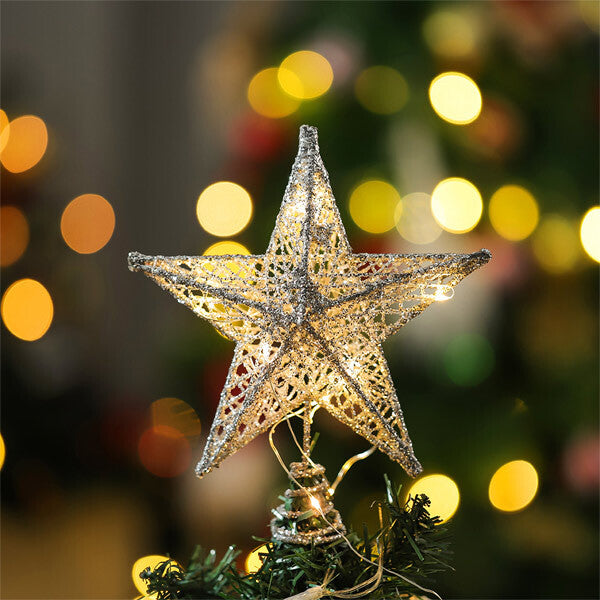Livingandhome star sequins Christmas tree topper small (British brand)