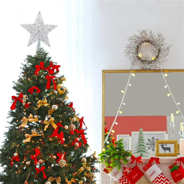 Livingandhome star sequins Christmas tree topper small (British brand)