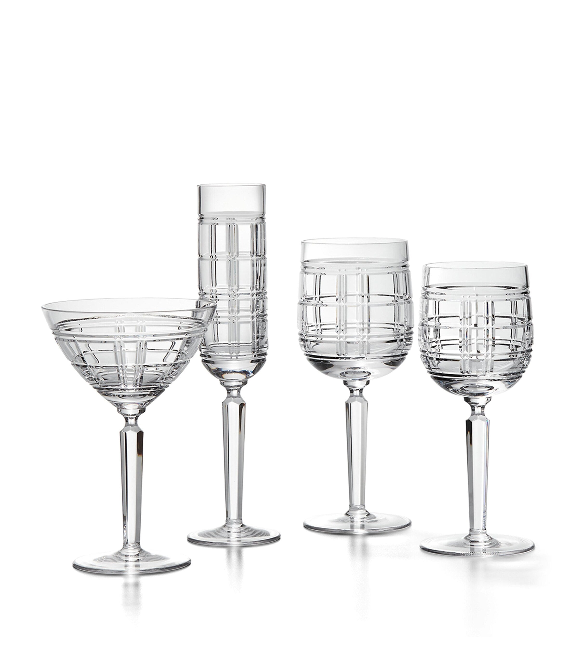 Ralph Lauren Home Hudson Plaid white wine glass, imported from the UK