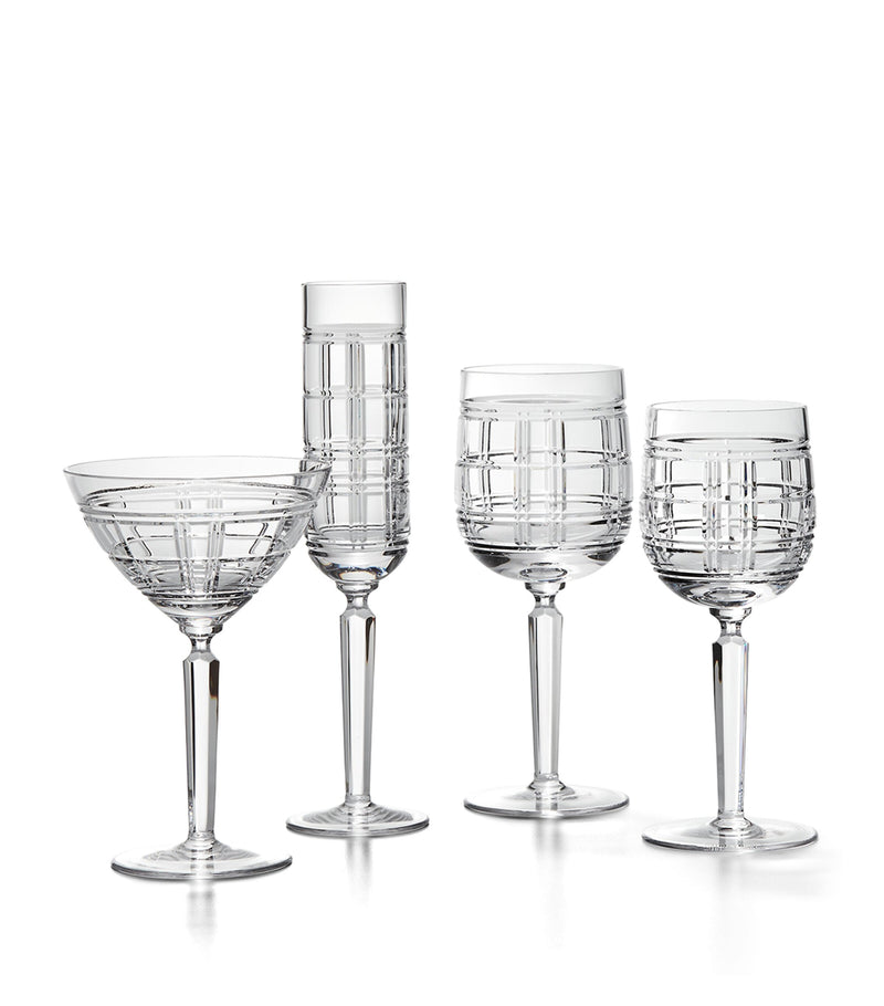 Ralph Lauren Home Hudson Plaid white wine glass, imported from the UK