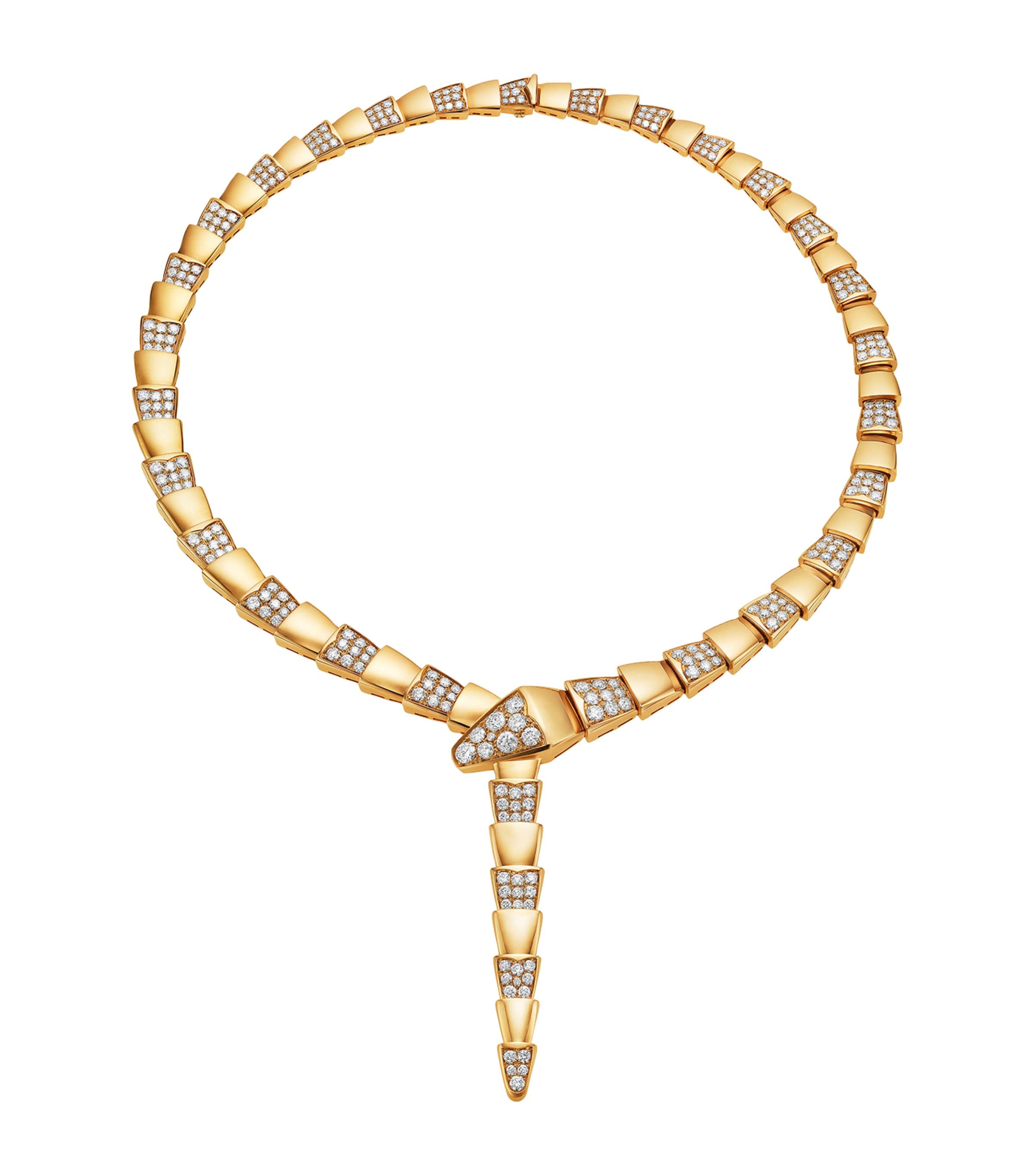 Bvlgari yellow gold and diamond Serpenti Scaglie necklace - British product