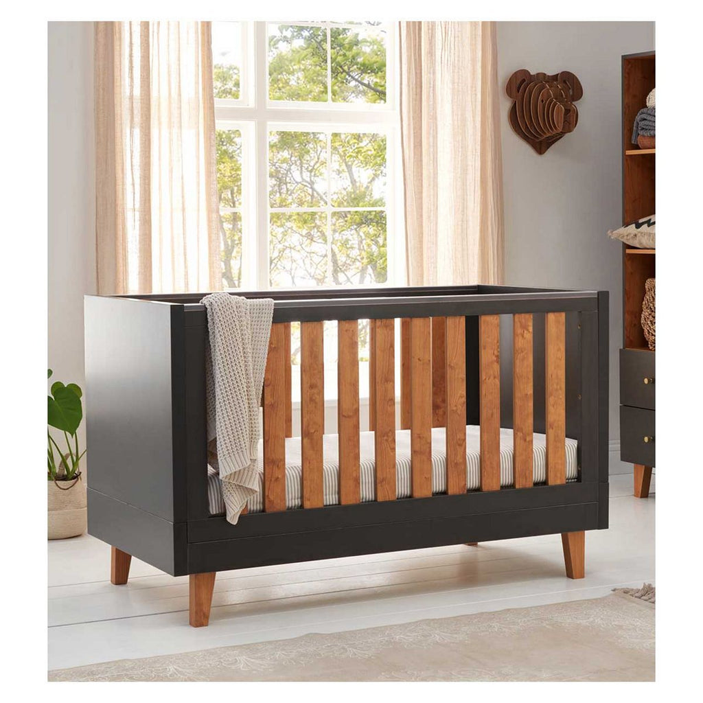 Tutti Bambini Como Cot Bed - Slate Grey / Rosewood