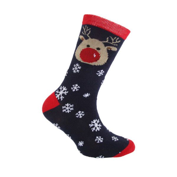 FLOSO Kids Christmas Socks (12.5 -3.5) GOODS Superdrug Navy Reindeer  