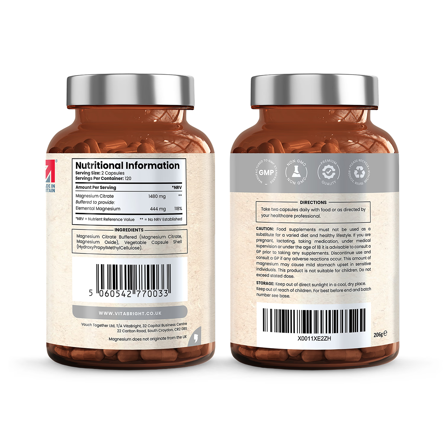 VitaBright Magnesium Citrate 240 capsules UK version