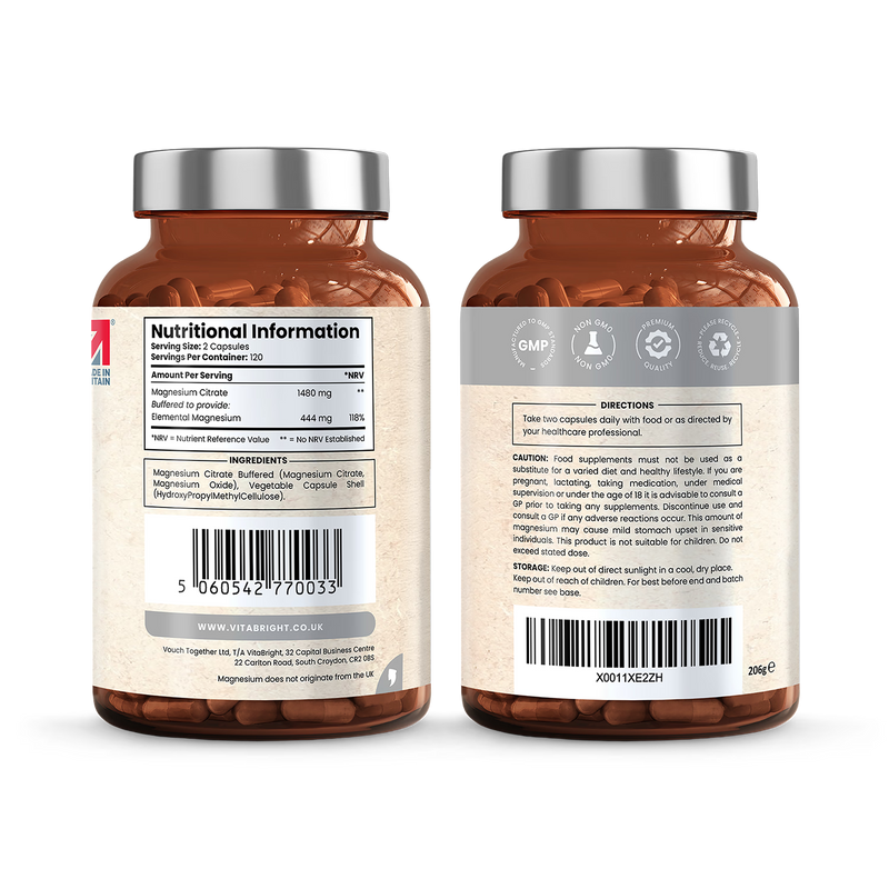 VitaBright Magnesium Citrate 240 capsules UK version
