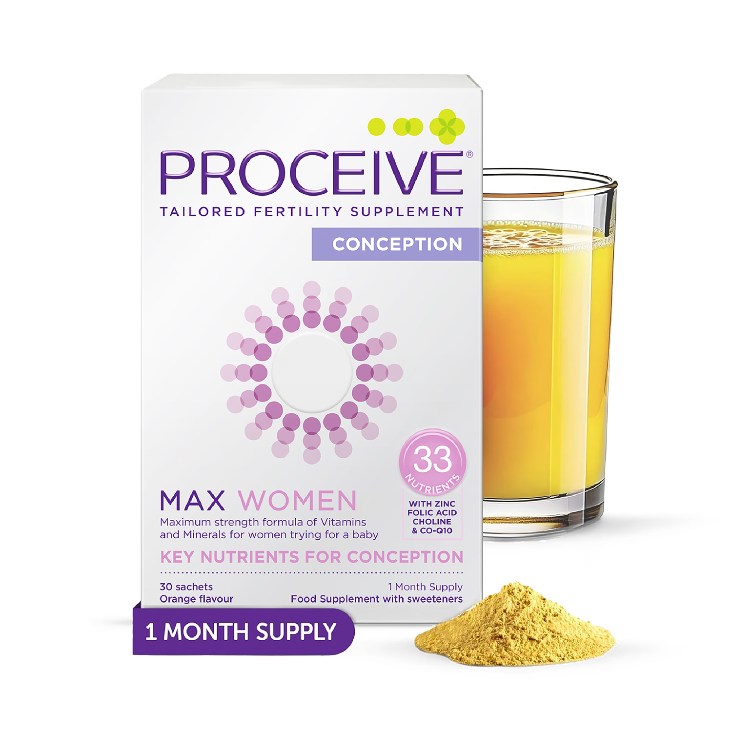 Proceive Max Women Fertility Supplement 30 Sachets, imported from the UK