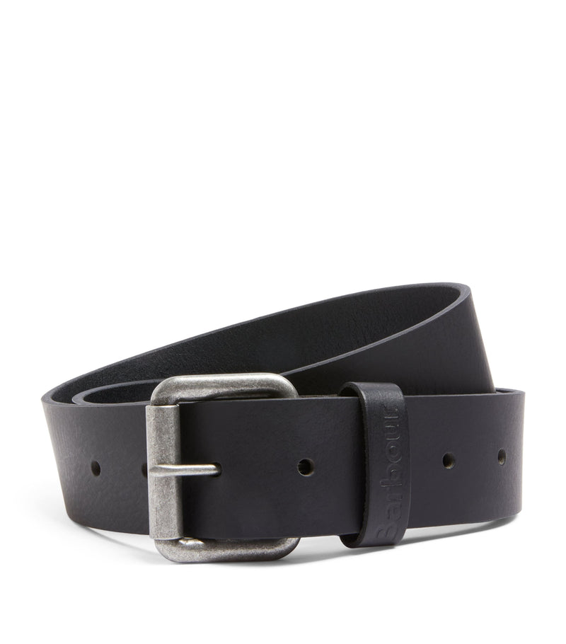 Barbour leather belt with matte finish, 4cm width (British brand)