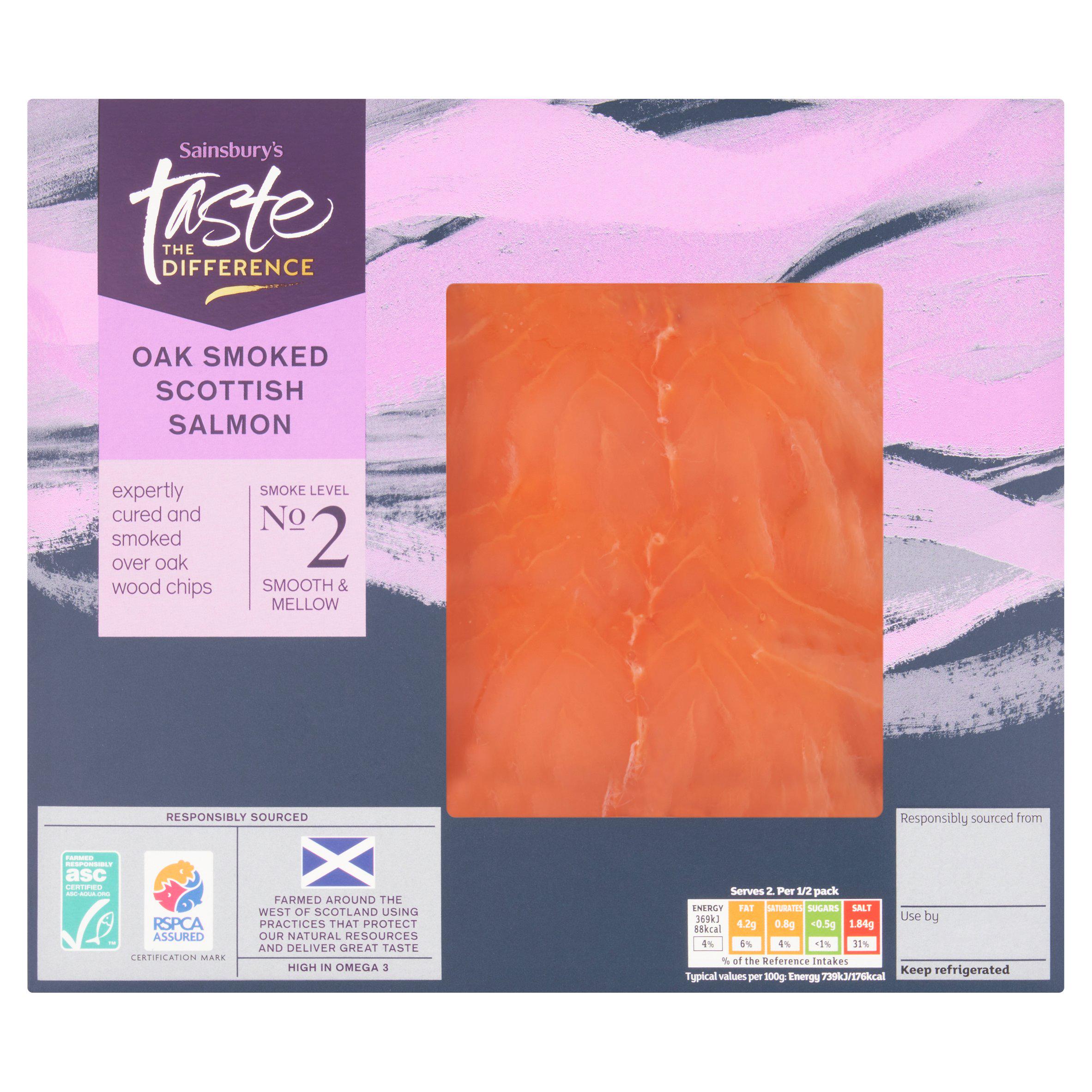 Sainsbury's ASC Oak Smoked Scottish Salmon, Taste the Difference 100g (Ready to eat) GOODS Sainsburys   