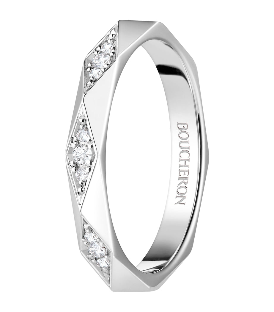 Boucheron platinum diamond Facette wedding band ring UK version