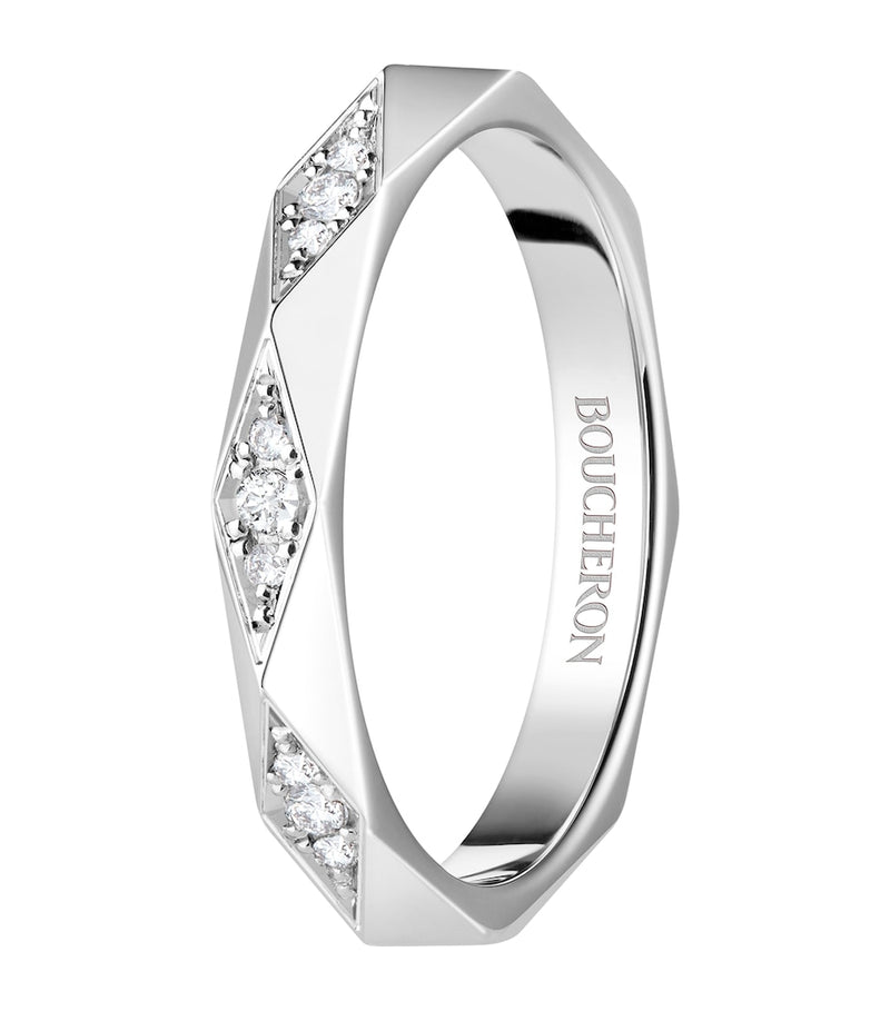 Boucheron platinum diamond Facette wedding band ring UK version