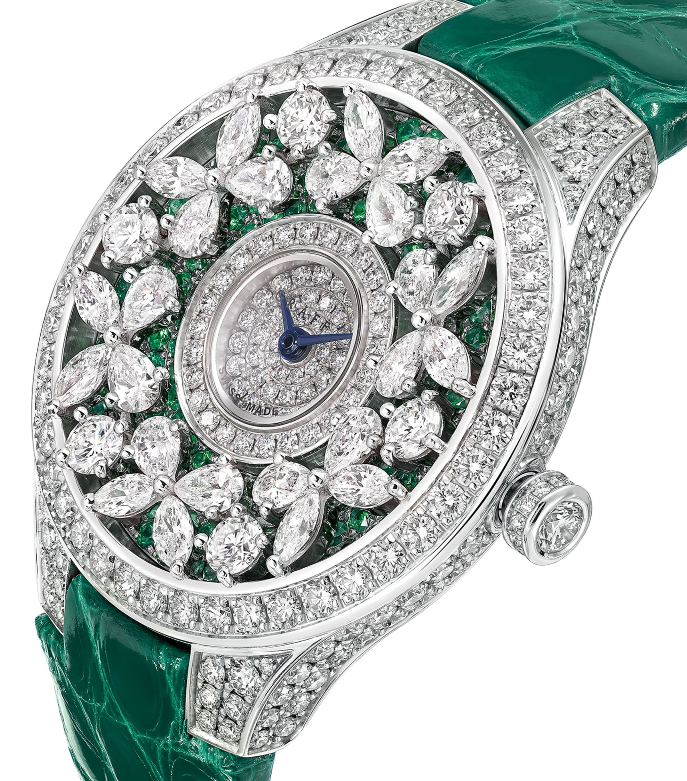 Graff white gold butterfly watch 33mm diamonds emeralds - British product