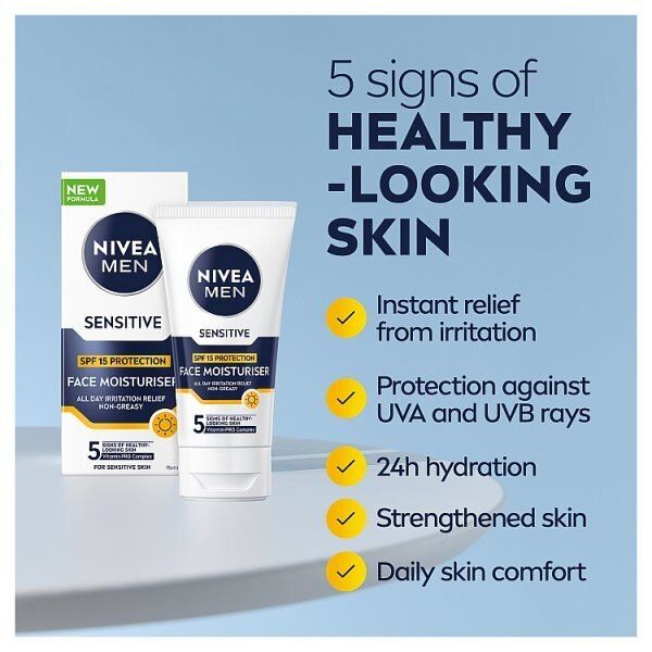 Nivea Men Sensitive Moisturiser Spf15 With 0% Alcohol 75Ml GOODS Superdrug   