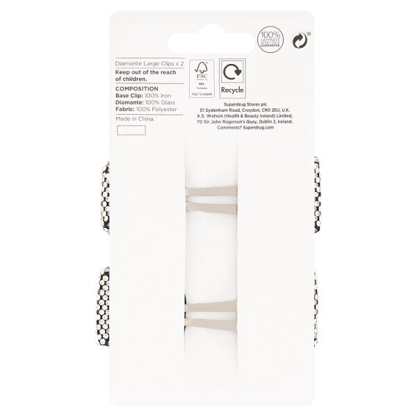 Studio London Diamante Large Clips 2pk