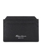 Santoni textured leather card holder with 6 slots, imported from the UK