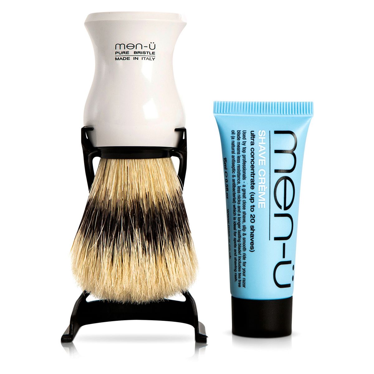 men-ü White Barbier62e Pure Bristle Shaving Brush with stand & free 15ml shave crème buddy Men's Toiletries Boots   