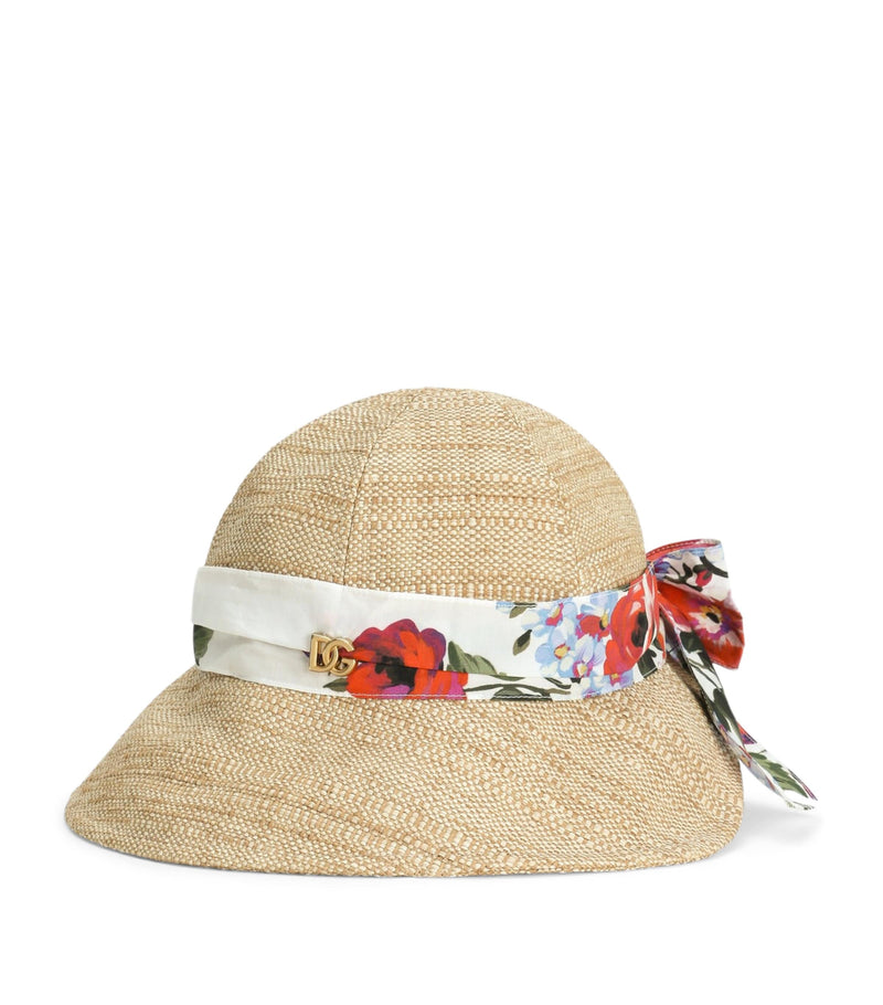 Dolce&Gabbana raffia floral-band sun hat - British product