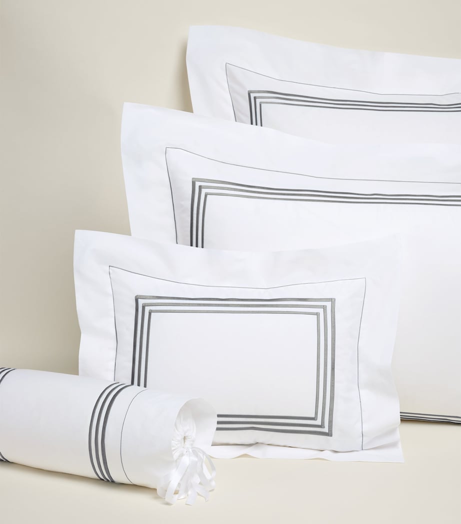 Egyptian Cotton Boudoir Pillowcase with Triple-Embroidered Stripe 30cm x 40cm