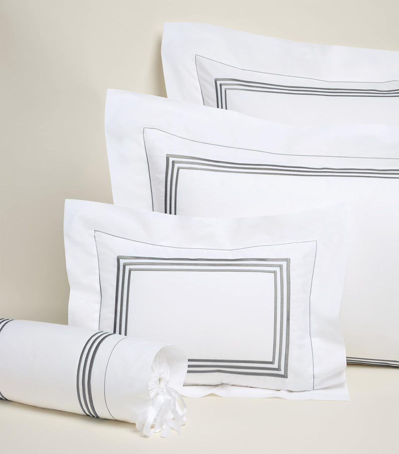 Egyptian Cotton Boudoir Pillowcase with Triple-Embroidered Stripe 30cm x 40cm