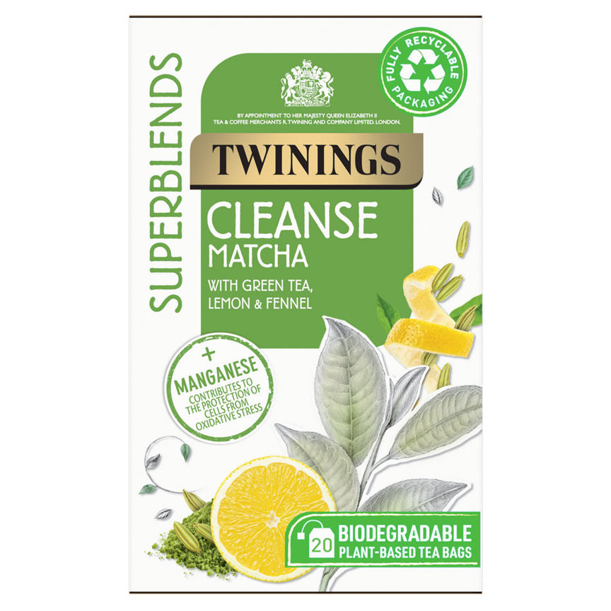 Twinings Superblends Cleanse Matcha 20 Plant-Based Tea Bags 40g GOODS ASDA   