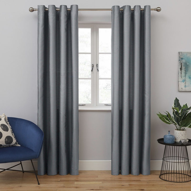 Habitat Faux Silk Eyelet Curtains Champagne Window Curtains 117x137cm