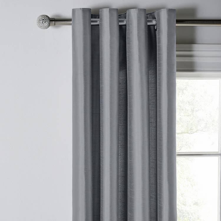 Habitat faux silk eyelet curtains dove grey 117x137cm, UK version