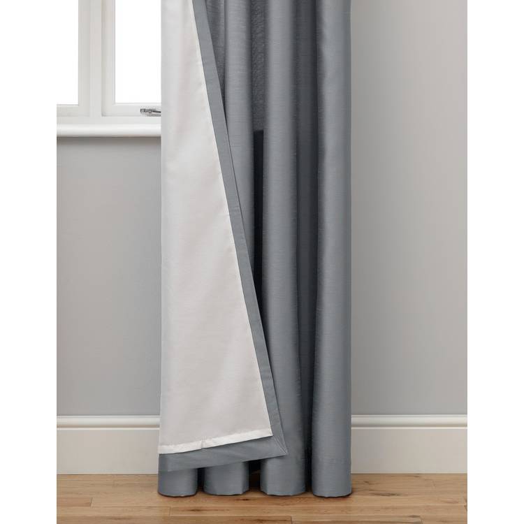 Habitat faux silk eyelet curtains dove grey 117x137cm, UK version