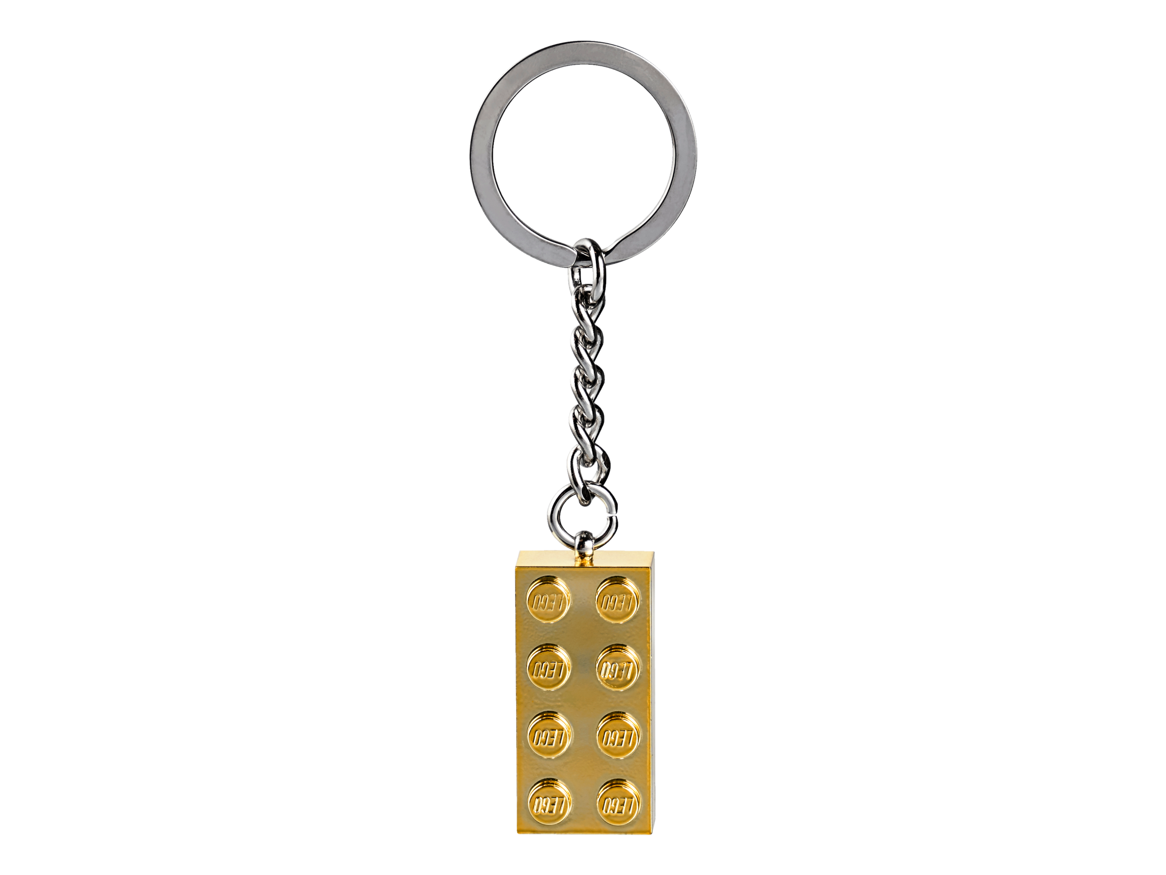 LEGO Gold Brick Keyring 2x4 Design with Metal Chain, UK version