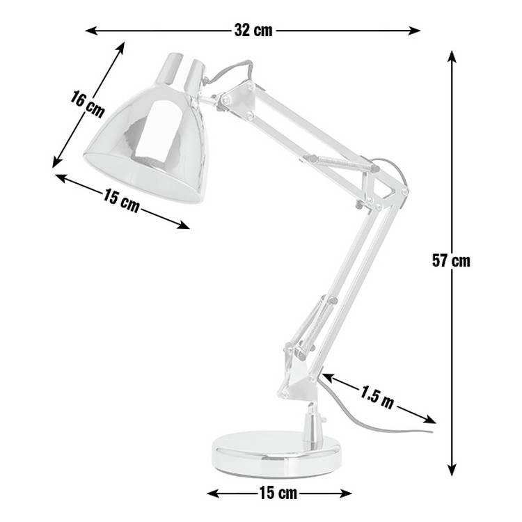 Argos Home task table lamp chrome, imported from the UK