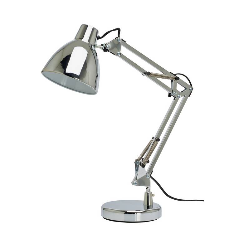 Argos Home task table lamp chrome, imported from the UK