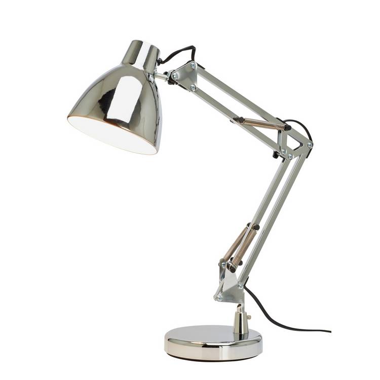 Argos Home task table lamp chrome, imported from the UK