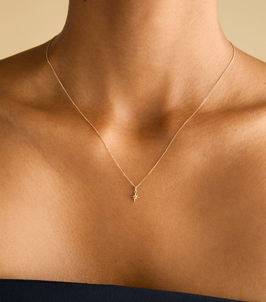 Astrid & Miyu star necklace yellow gold white topaz - British product