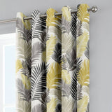 Fusion tropical palm leaf eyelet curtains ochre 117x137cm - British product