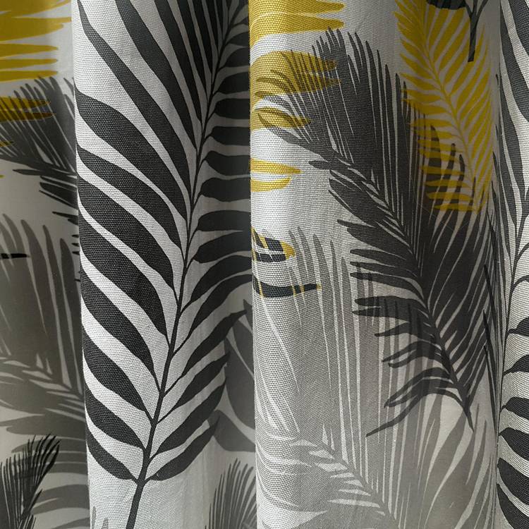 Fusion tropical palm leaf eyelet curtains ochre 117x137cm - British product