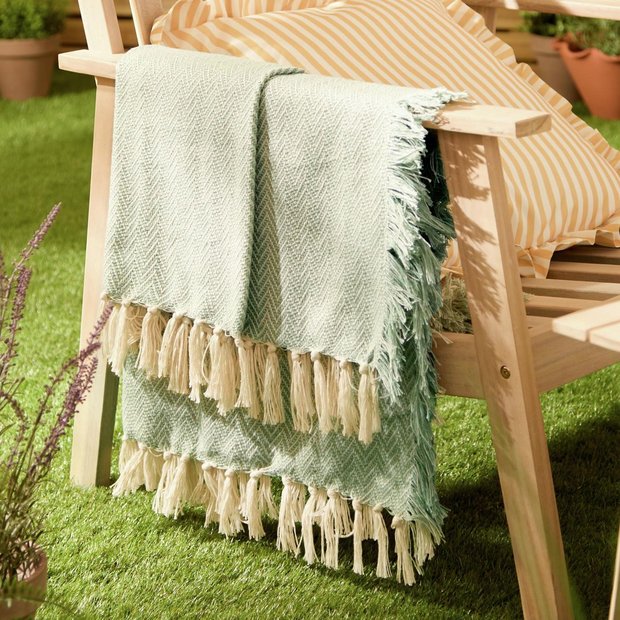 Wylder Wisley herringbone throw leaf green 130x180cm - British product