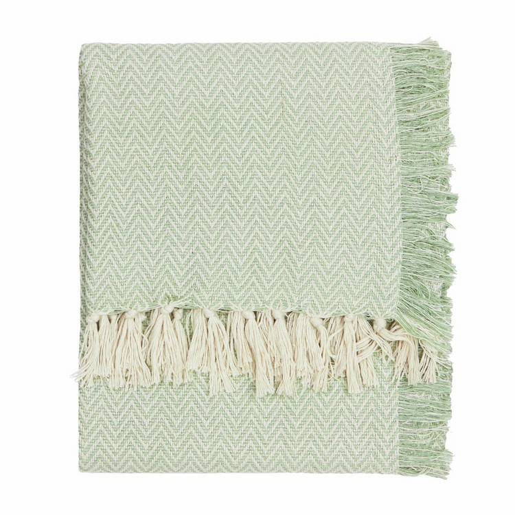 Wylder Wisley herringbone throw leaf green 130x180cm - British product