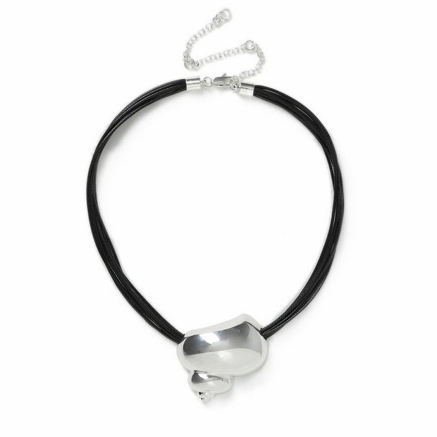 Revere Freedom silver shell pendant necklace on black cord - British product