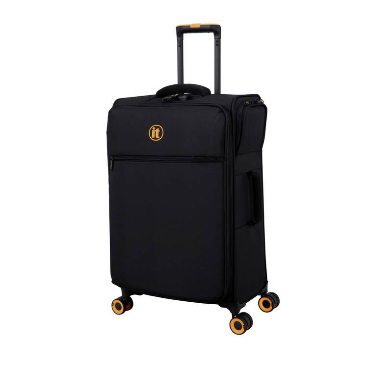 IT Luggage medium expandable suitcase black 8 wheels, UK version