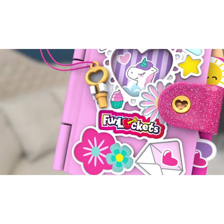 Funlockets mini journal with lock and surprises, imported from the UK