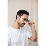 SVNX retro round sunglasses gold green lens - British product