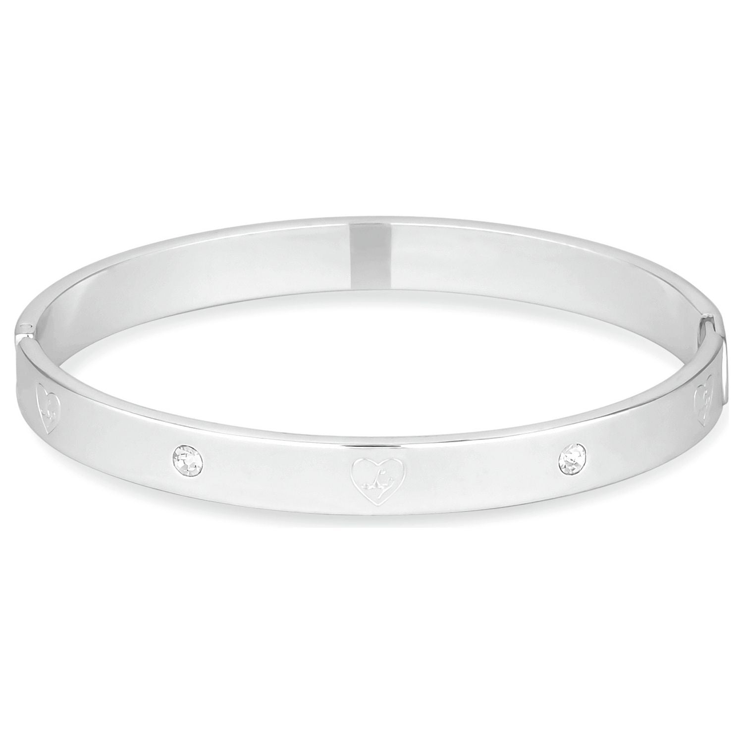 Lipsy silver plated heart bangle 7mm width, imported from the UK
