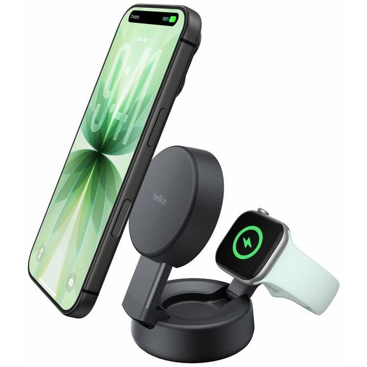 Belkin 2-in-1 wireless charger MagSafe compatible foldable black (British brand)