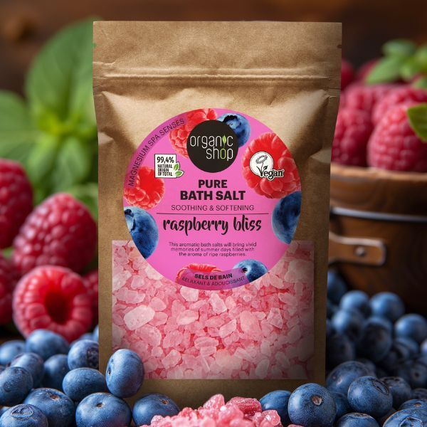 Organic Shop Raspberry Bliss Bath Salt 500g, imported from the UK