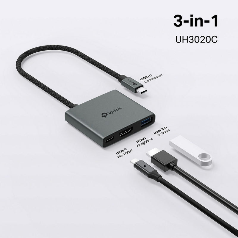TP-Link UH3020C USB-C hub with HDMI and USB ports, UK version